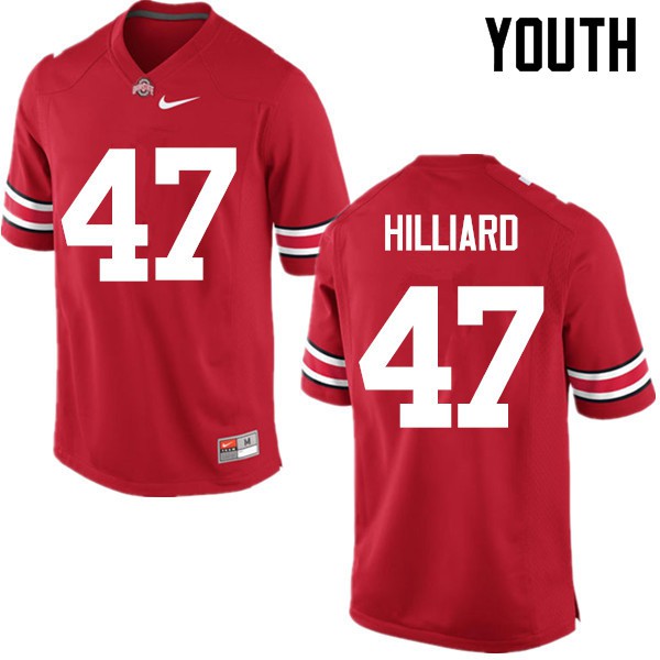 Ohio State Buckeyes #47 Justin Hilliard Youth Embroidery Jersey Red OSU58704